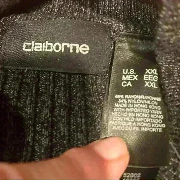 Claiborne Men’s Thin Cable Knit Full Zip Top & Bottom Gray Cardigan Size XXL New - Picture 3 of 9